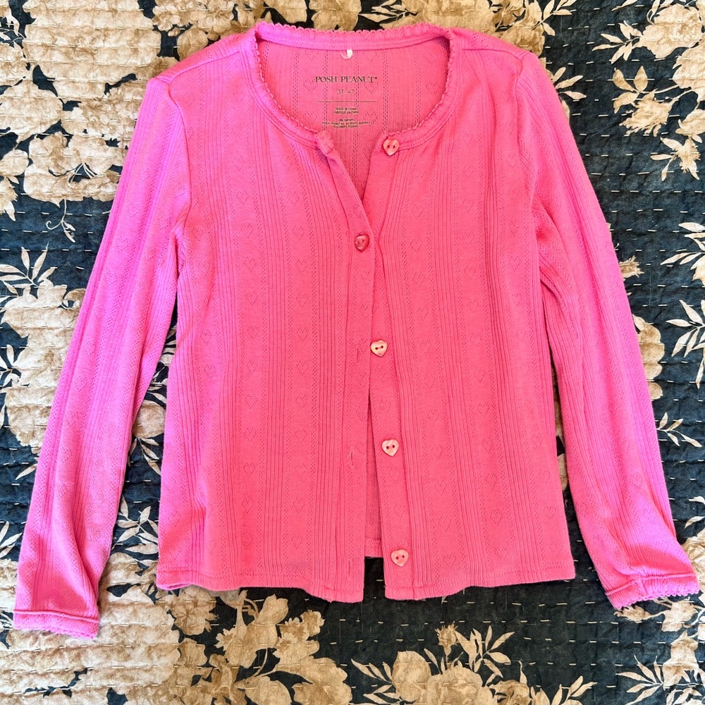 Posh Peanut Pink Button-Up Cardigan 3T-4T